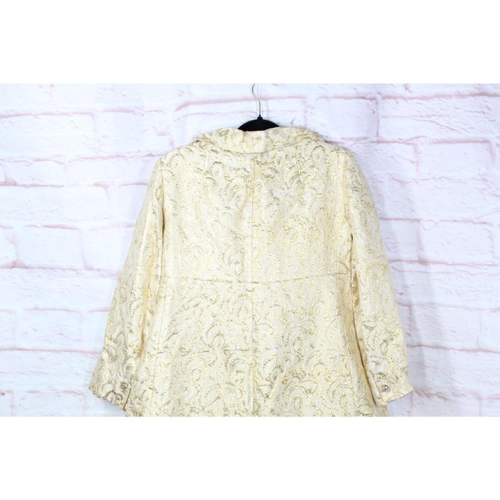*Vintage Cotton Button Down Lined Embroidered Long Coat Size 10 - Picture 7 of 16
